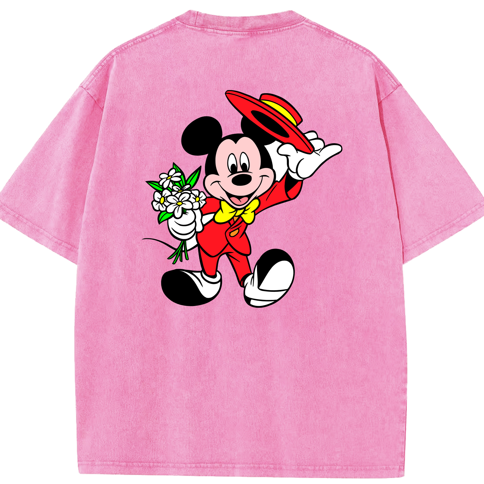 （画像用） ミッキーマウス Mickey Mouse 綿100% ヴィンテージ風 半袖Tシャツ（背面プリント）